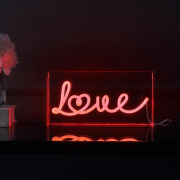 Love Contemporary Glam Acrylic Box USB Operated LED Neon Light - JONATHAN Y